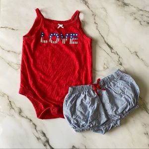 Baby Girl’s Patriotic Onesie & Ruffle Bum Shorts